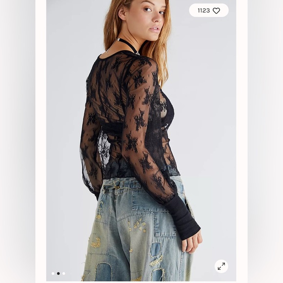 Free People U Into This Long Sleeve. NWOT. Black - Picture 2 of 3